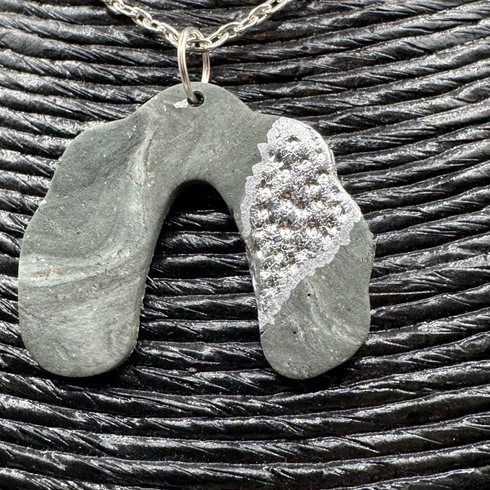 Getting Hammered Silver and Gray Pendant necklace , please proceed for more!